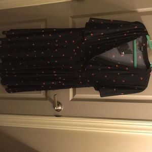 Never worn black with strawberry print wrap dress.